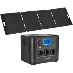VEVOE Tragbare Powerstation, mit 200-W-Solarpanel, 1200-W-Solargenerator, 806-Wh-LiFePO4-Akku-Backup & 9 Ausgängen, Notstromaggregat für Notfälle zu Hause, Camping & Reisen mit Wohnmobil