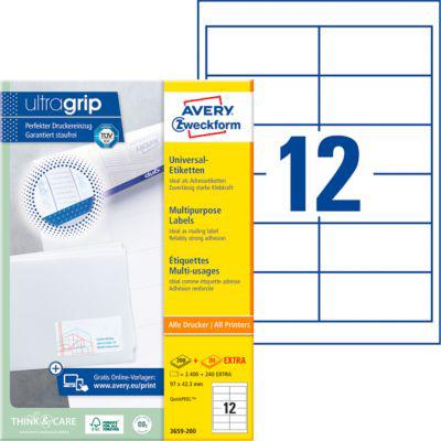 AVERY Zweckform 3659-200 Universal-Etiketten, ultragrip, 97 x 423 mm, DP INTERNETMARKE geeignet