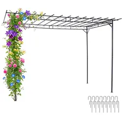 Relaxdays Schwarze Pergola aus Metall Schwarz
