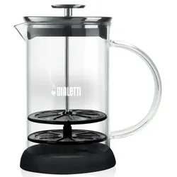 Bialetti Cappuccinatore - Milchaufschäumer - für die Mikrowelle - silber/schwarz - Borosilikat-Glas - 500ml