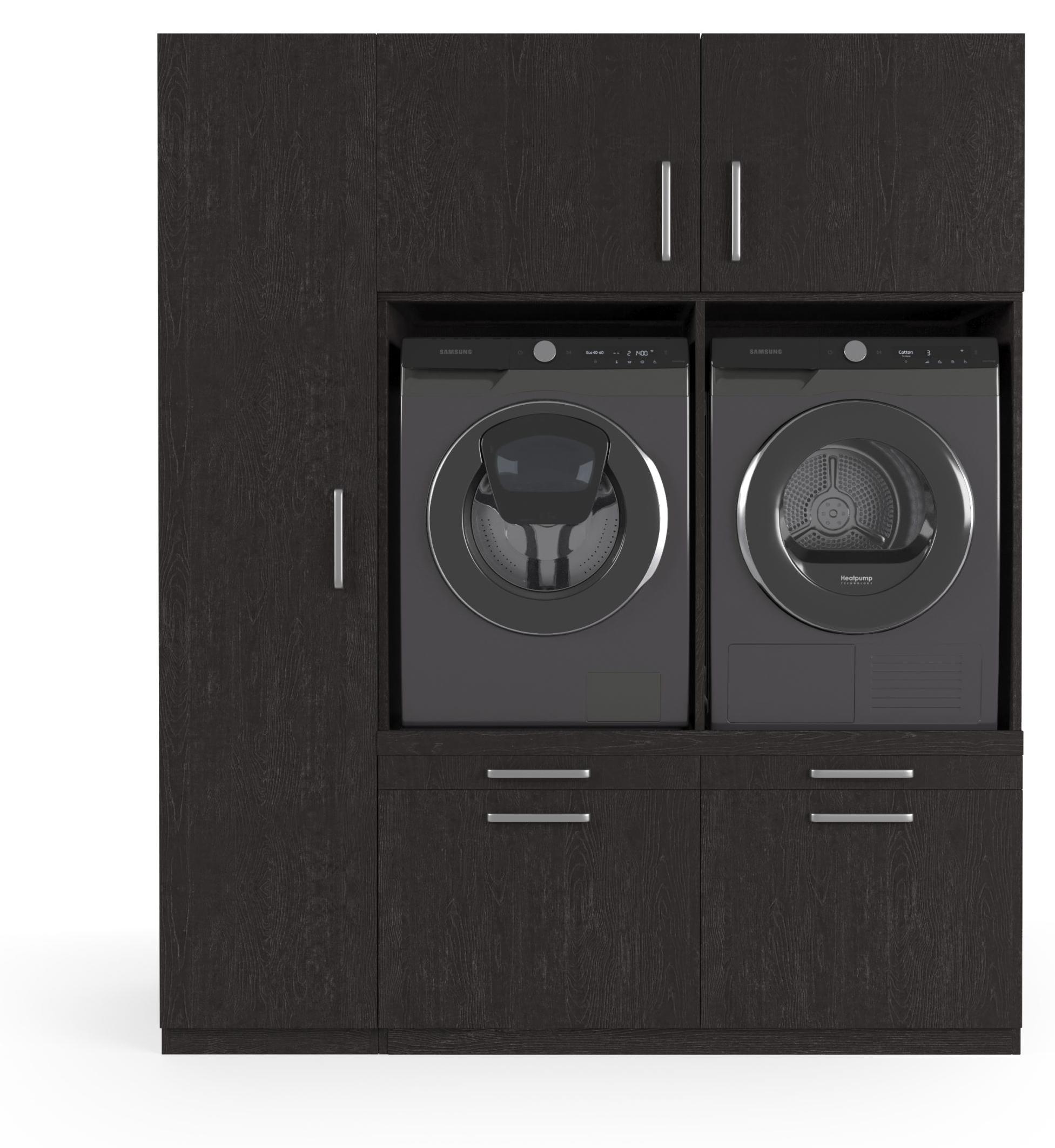 Wasophoogte Waschmaschinen schrank Lyon - waschmaschinen untergestell - waschmaschinen podest - 700(T)*1780(B)*2110(H) mm - Schwarz