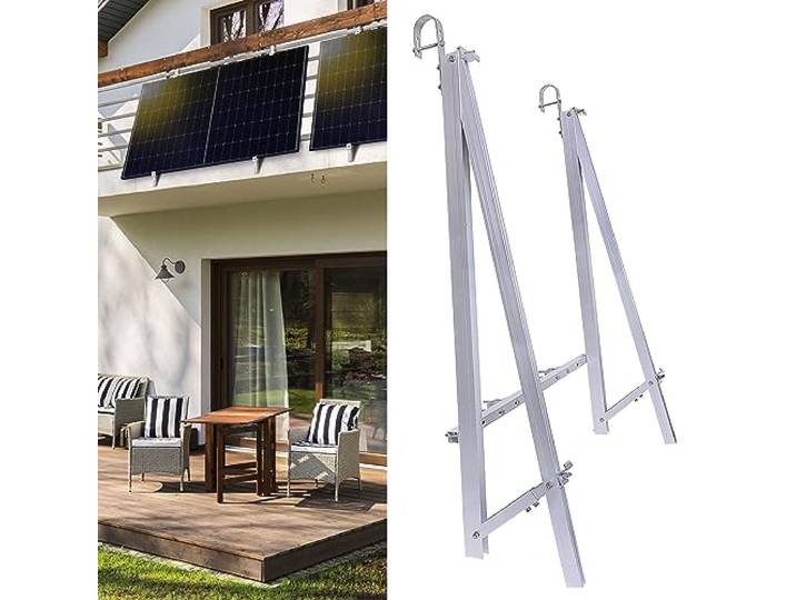 Halterung Balkonkraftwerk inkl. Haken für Balkongeländer stabiles Montageset aus Aluminium Solarmodul Universalhalterung (1x Halterung Solarmodul 19% MwSt)