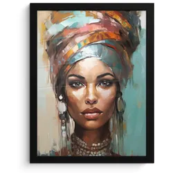 POSTER MIT RAHMEN Frau - Kunst - Schmuck - Porträt Bilderrahmen 30x40 cm