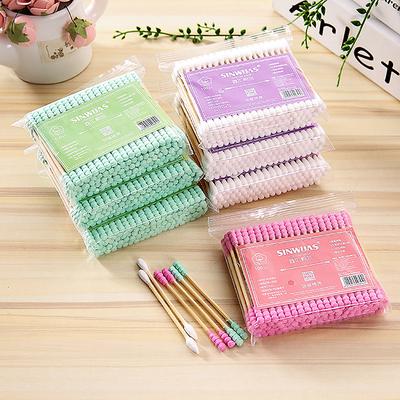 Perfect Picks Market Premium Double Head Cotton Swabs For Makeup & Ear Cleaning Wooden Cotton Buds Pack pink