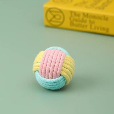 Uplift Essentials "Hand Woven Natural Cotton ""Tug & Toss"" Knot Ball pink"