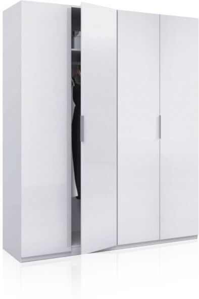 duehome Armario de gran formato con 4 puertas 180x200 cm Belar - Blanco Brillo