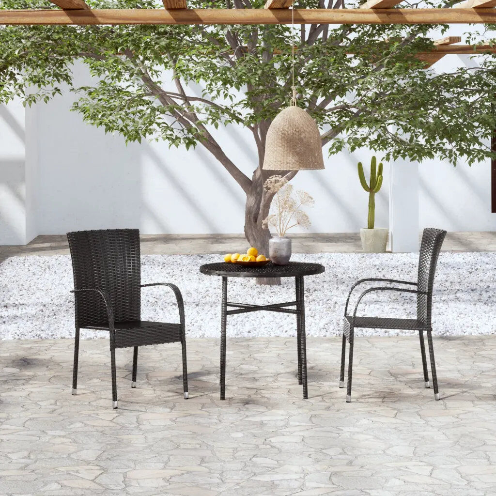 Rosalind Wheeler Ahlanna 2 - Person Patio Dining Set with Round Table Black 2