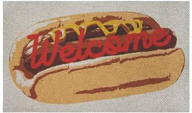 "Stupell Welcome Hotdog Pop Style Outdoor Door Mat, design by Lil' Rue, 18""x30"""
