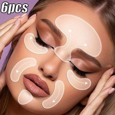Uplifted Goods 6 Piece Reusable Silicone Anti Wrinkle Pads For Face Neck And Hands 6pcs Set