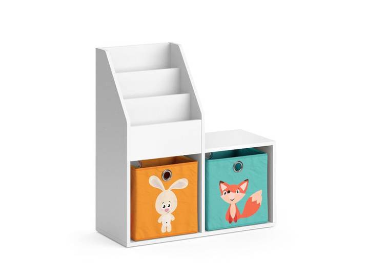 Bibliothèque enfant Luigi 72x79cm Mini avec 2 boîtes pliantes opt.1 Blanc Vicco 36220