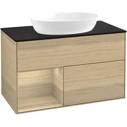 Villeroy & Boch Waschbeckenunterschrank Finion GA1, Eckig Oak Veneer, 1000x603x501mm, mit Beleuchtung und SoftClosing