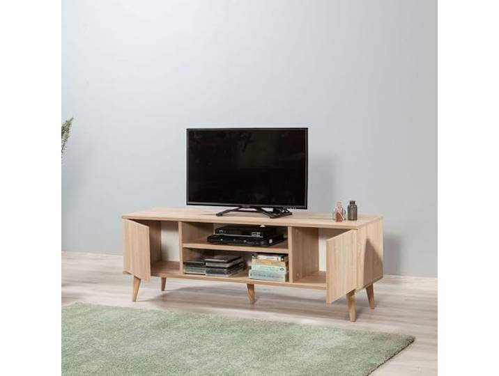 Dmora TV-Schrank Decrux 140x40x50 cm Braun, 1 Regal, 4 Fächer
