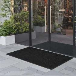 VEVOR Schmutzfangmatte, 1829x1219 mm, Fußmatte für Innen & Außen, Sauberlaufmatte mit PVC-Rückseite, Türmatte, waschbarer Eingangsteppich für Flur, Balkon, Garage, gestreift, Grau
