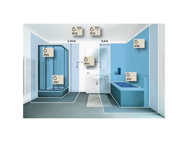 Miroir cosmétique LED Jora, IP44, interrupteur, argent - Paulmann - Salle de bains - Moderne - Métal - Angulaire
