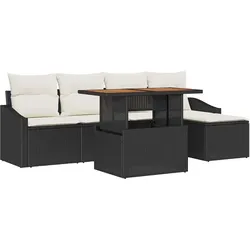 vidaXL Garten Essgruppe mit Kissen Schwarz, Creme