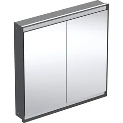 Geberit ONE Spiegelschrank, schwarz matt, Aluminium pulverbeschichtet, 90x90x15 cm, ComfortLight, zwei Türen, UP-Montage