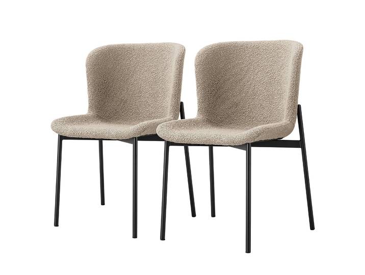 Polsterstuhl MOUZON 2er-Set 52 x 79 x 49cm Bouclé Stoff Holma: Sand Beige/Sand Schwarz