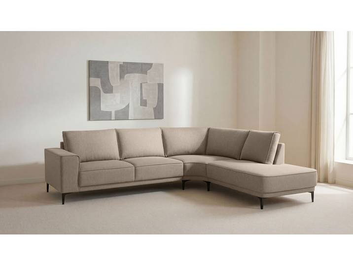 Ecksofa GOODPRODUCT Casina , beige, B:287cm H:85cm T:239cm, 100% Polyester, Sofas, Ecksofa, mit abgerundeter Ottomane, in einem weichen Chenille-Stoff