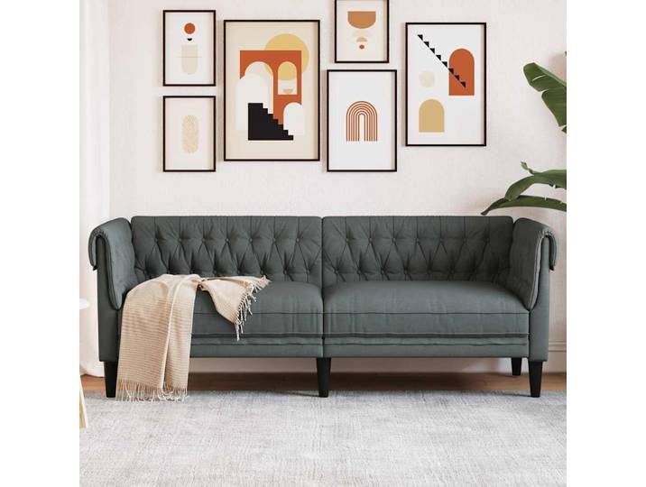 vidaXL Chesterfield-Sofa 3-Sitzer Dunkelgrau Stoff
