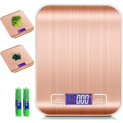 Intirilife Digitale Küchenwaage in ROSÉ GOLD - 20.5 x 16.5 x 3 cm - 5kg Elektronische Waage für die Küche mit Tara Funktion mit LCD-Display