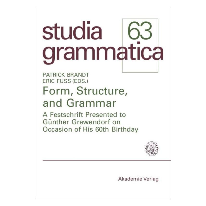 Akademie Form, Structure, and Grammar (Englisch, Hardcover, Eric Fuss, Patrick Brandt) (55189407)