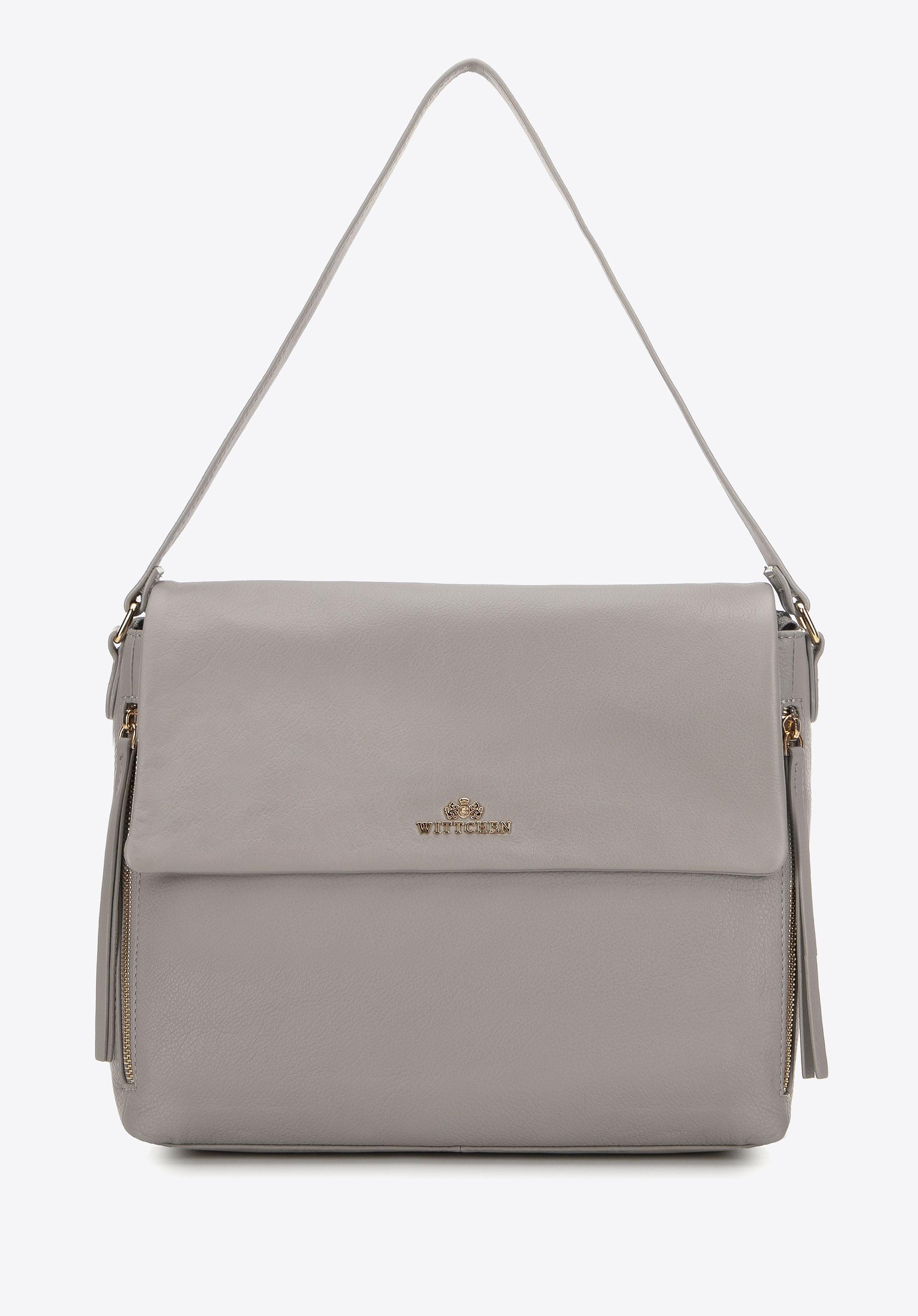Wittchen Damen-Schultertasche aus Leder mit dekorativen Reißverschlüssen