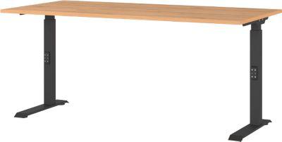 Schreibtisch Agenda Home, mechanisch höhenverstellbar, B 1600 x T 800 x H 680-910 mm, Grandson-Eiche/Schwarz