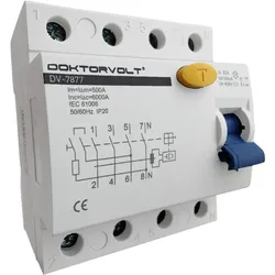 Doktorvolt Fehlerstromschutzschalter 63A 4P 30mA Typ AC Fi-Schalter RCD DV-7877