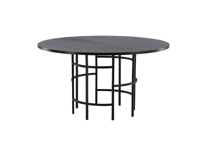 Esstisch VENTURE HOME Copenhagen, runder Esstisch in elegantem Schwarz, Ø 140 cm , schwarz (schwarz, schwarz), B:140cm H:74cm T:140cm, Eucalyptus urophylla, Tische, Esstisch, Esszimmertisch, MDF, Holzfurnier-Optik, Metallgestell, rund, modern