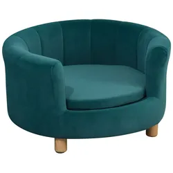 PawHut Hundesofa mit Weichem Bezug Rundes Hundebett Haustiersofa mit Holzbeinen