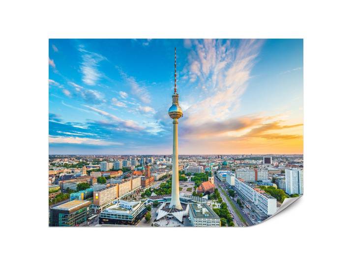 FOTOTAPETE für Wohnzimmer Fernsehturm Berlin Stadt Wolkenkratzer 200x140