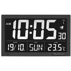 TFA Digitale XL-Funkuhr für Tisch und Wand schwarz, 23 cm