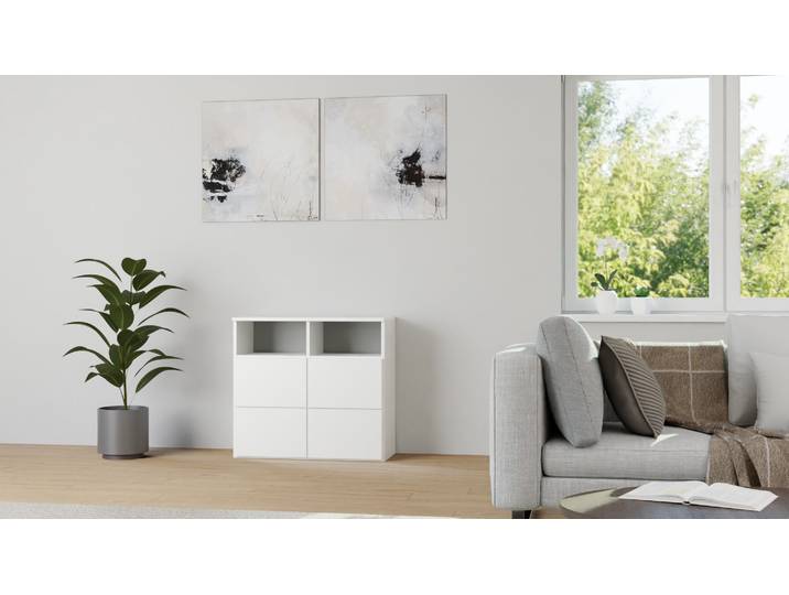 Armoire à tiroirs sobre sur mesure MDF mélaminé MDF Blanc mat