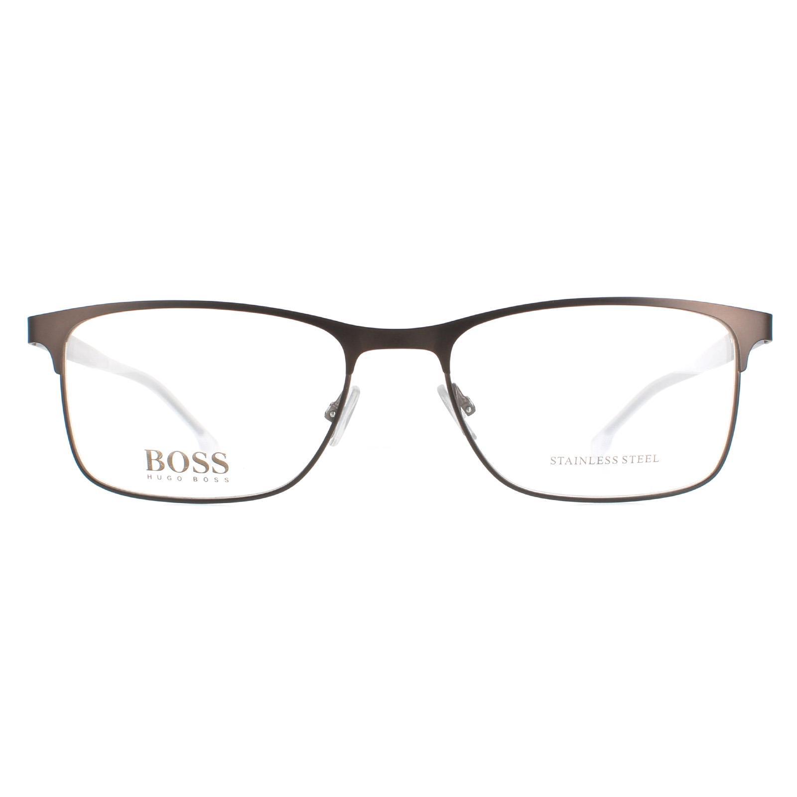 Hugo Boss Rectangle Mens Matte Brown Brille