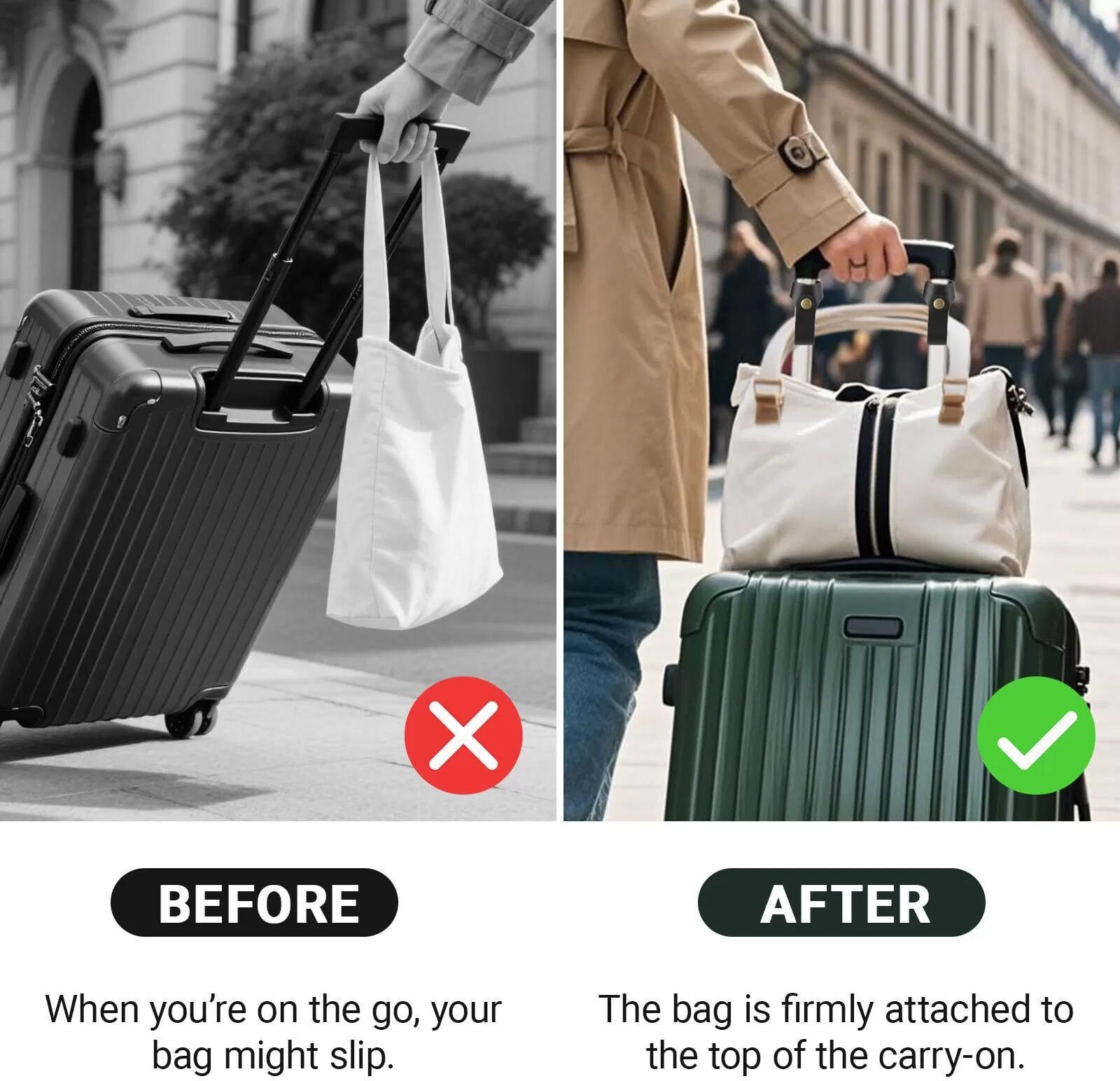 INF 2er-Pack Reisekoffer Gepäckgurte - Taschenbefestigung und Griffverbinder