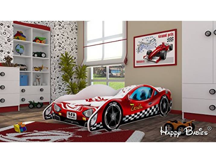 HappyBabies - CARBETT 160x80cm Doppelseitiges Kinderbett Modernes Design mit sicheren Kanten und Absturzsicherung Schaumstoffmatratze 7 cm