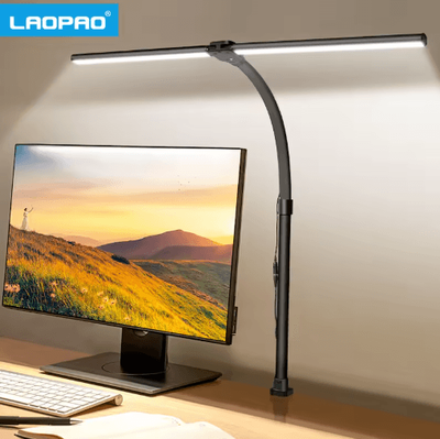 Inspire Picks LAOPAO Double Head LED Desk Lamp 24W Dimmable Eye Protection Office Light black us 21 30w