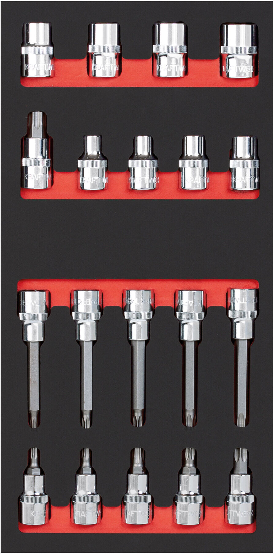 Kraftwerk Bit-Steckschlüsselsatz 1/2" TX 19-tlg. 20x40 Einlage (105.401.011)