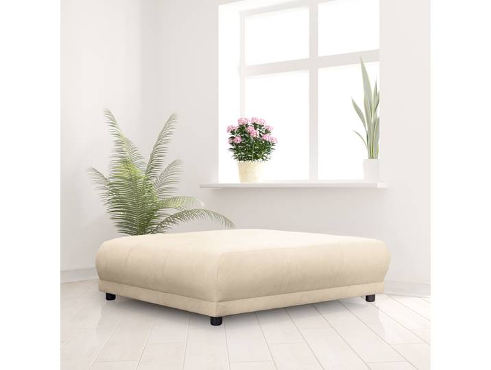 Repose-pieds capitonné 125 x 39 x 125cm Beige Microfibre Enza: Créme