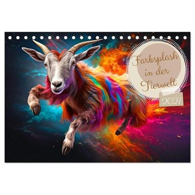 Farbsplash in der Tierwelt (Tischkalender 2027 DIN A5 quer), CALVENDO Monatskalender