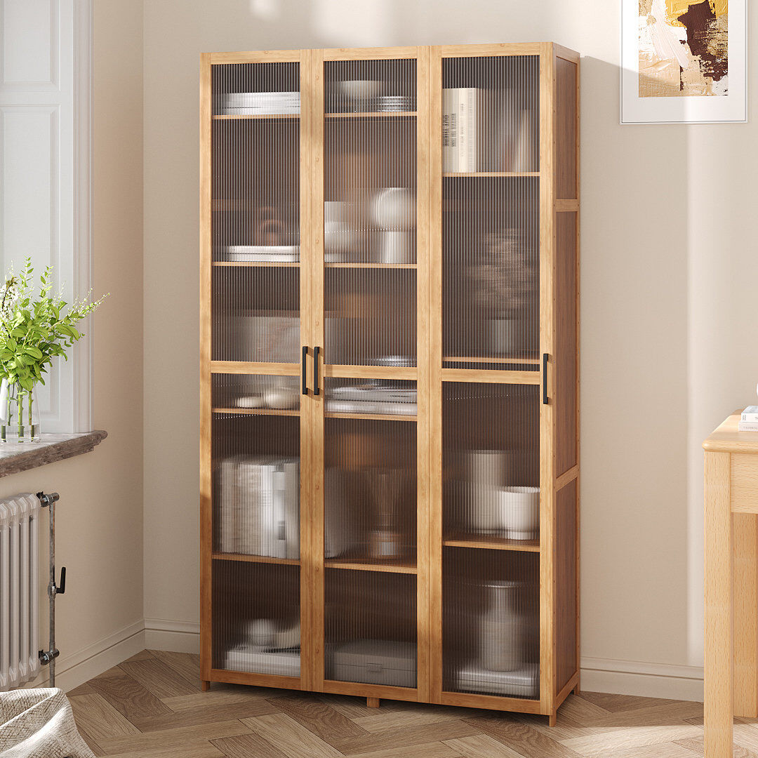 George Oliver Display Cabinet with Acrylic Doors Brown 160cm H X 90cm W X 31cm D