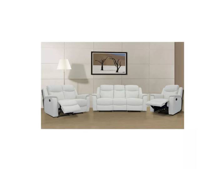 Vente-unique - Ledergarnitur Relax 3+2+1 ElfenbeinEVASION, One Size