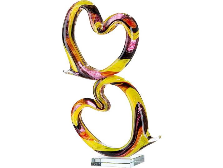 Skulptur GILDE Skulptur Herz Corazòn , bunt (gelb, lila, rot), B:22cm H:40cm T:10cm, Glas, Dekofiguren, Skulptur