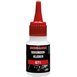 Sekundenkleber EURO-LOCK F 671 für Gummi-/Kunststoffkombination flexibel, 20g Dosierflasche