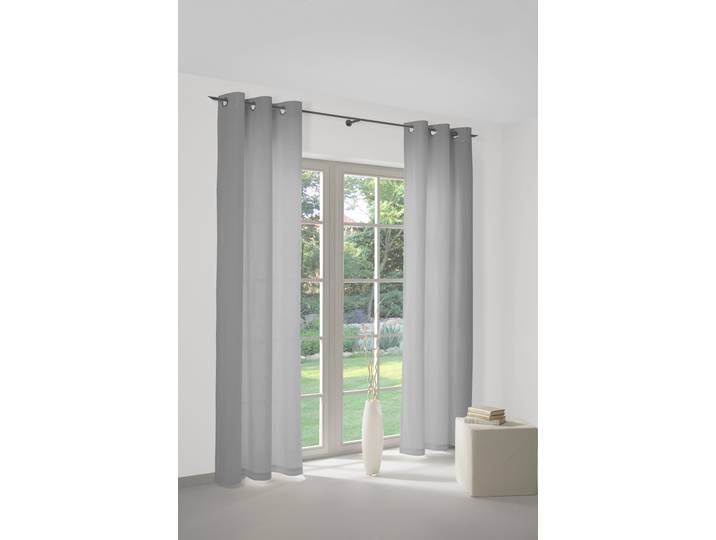 Vorhang WIRTH SUNBONE Gr. 1, grau, B:132cm H:145cm, Polyester, Gardinen, Vorhang