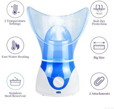 Inspired Living NanoGlow Ionic Facial Steamer Deep Pore Cleanser & Hydrating Home Spa pink us