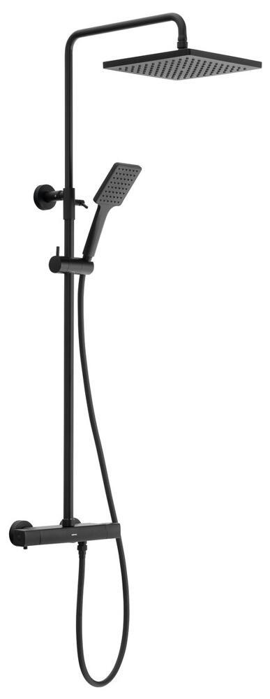 DARK Duschsäule mit Thermostat-Armatur, Schwarz matt