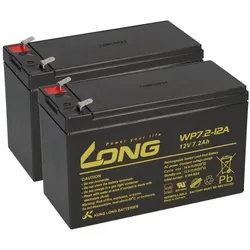 2x Kung Long WP7,2-12A F2 AGM-Akkus 12V 7,2Ah – passend für Effekta USV-Anlage Serie ME/MH/MI/MT/MTD