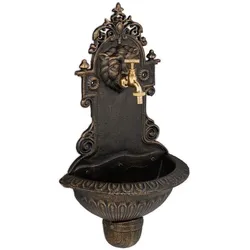 Relaxdays Wandbrunnen mit Wasserspeier Gold,Kupfer