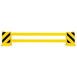 PROREGAL Längenverstellbare Regalschutz-Planke mit Anfahrschutzwinkel | Regalstirnschutz Doppelregal-Set | HxBxT 50x230-270x19cm | Schwarz-Gelb
